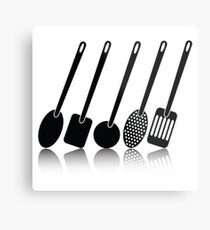 kitchen utensil silhouettes Metal Print
