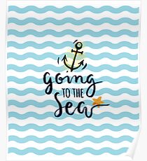 Summer beach background with beautiful nautical elements Poster
