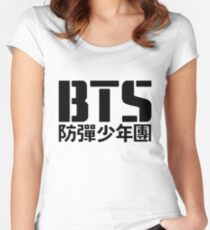 BTS Bangtan Boys Logo/Text Women's Fitted Scoop T-Shirt