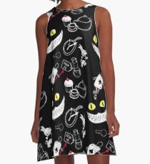 Alice im Wunderland-Muster A-Linien Kleid