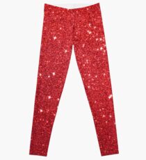 Soft Red Glittery Princess Valentine Bling Glitter Sparkles Leggings