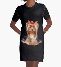 Yorkie with bow Graphic T-Shirt Dress