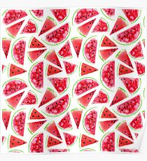 Watercolor watermelon slices Poster