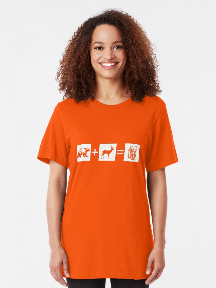 Alternate view of Bear + Deer = Beer Slim Fit T-Shirt