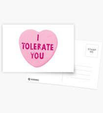 Ich toleriere dich Valentinstag Herz Candy Postkarten