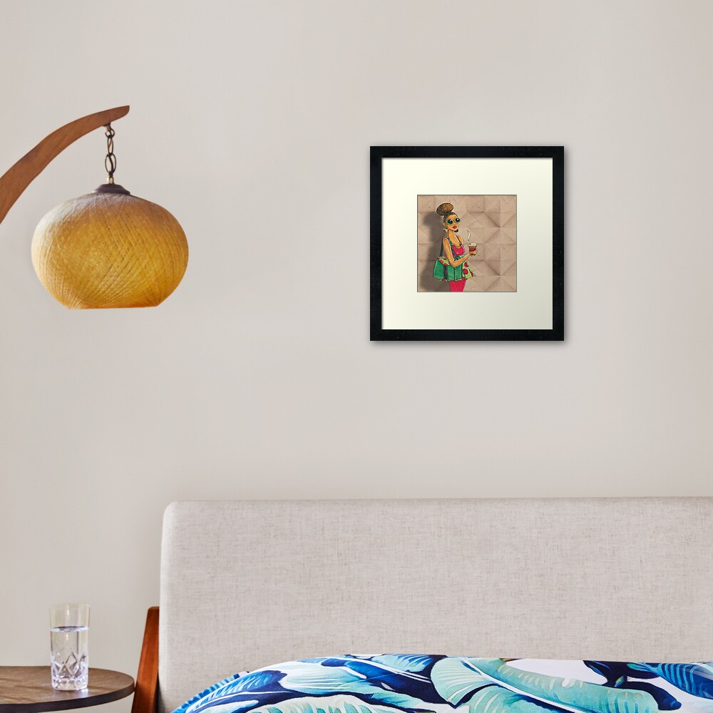 Modern African woman- Morning coffee Framed Art Print