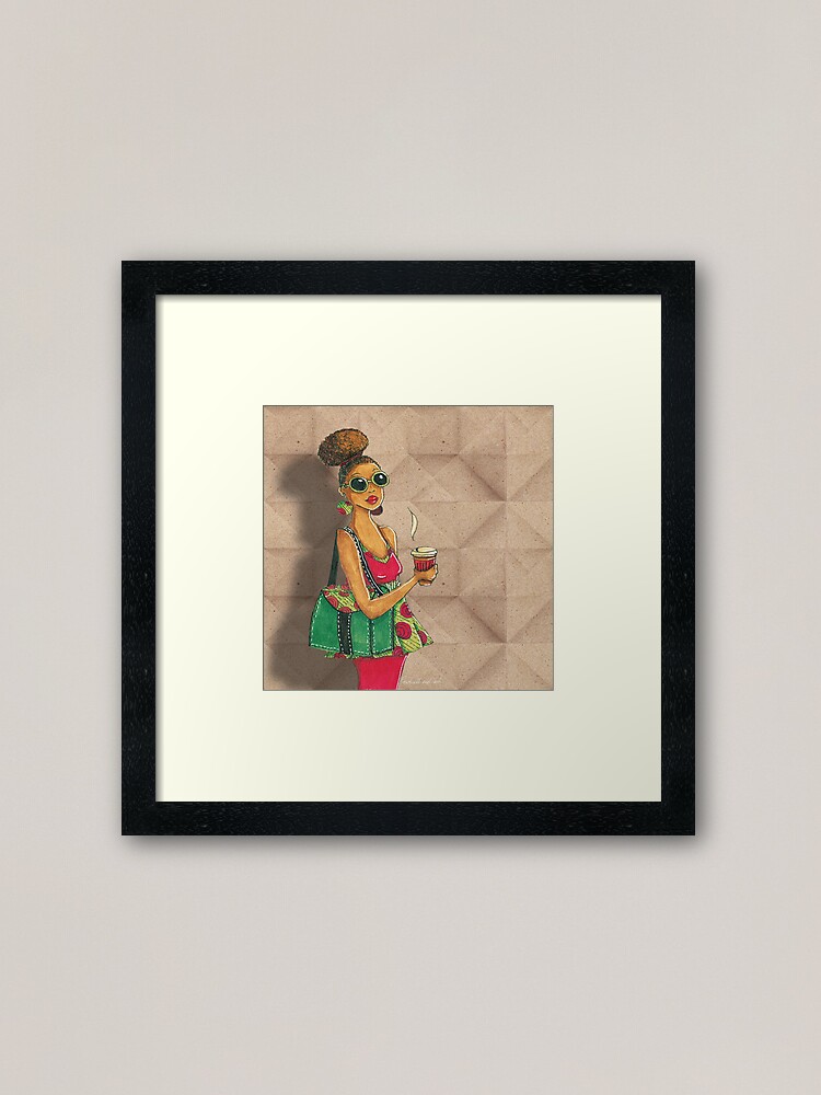 Alternate view of Modern African woman- Morning coffee Framed Art Print