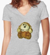 King Kong Stuffed Animal Women's Fitted V-Neck T-Shirt