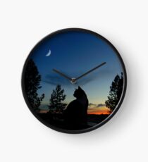 Krieger Katzen - Silhouette Uhr