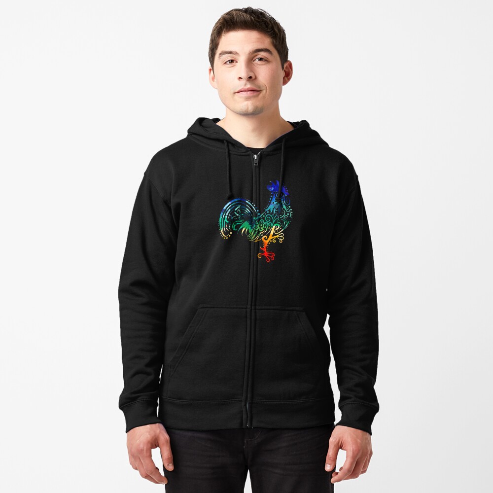 Inked Rooster Zipped Hoodie