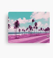 Vaporwave Sea Side Road Canvas Print