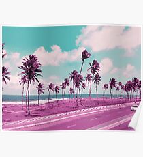Vaporwave Sea Side Road Poster