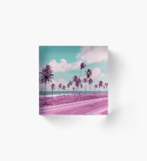 Vaporwave Sea Side Road Acrylic Block