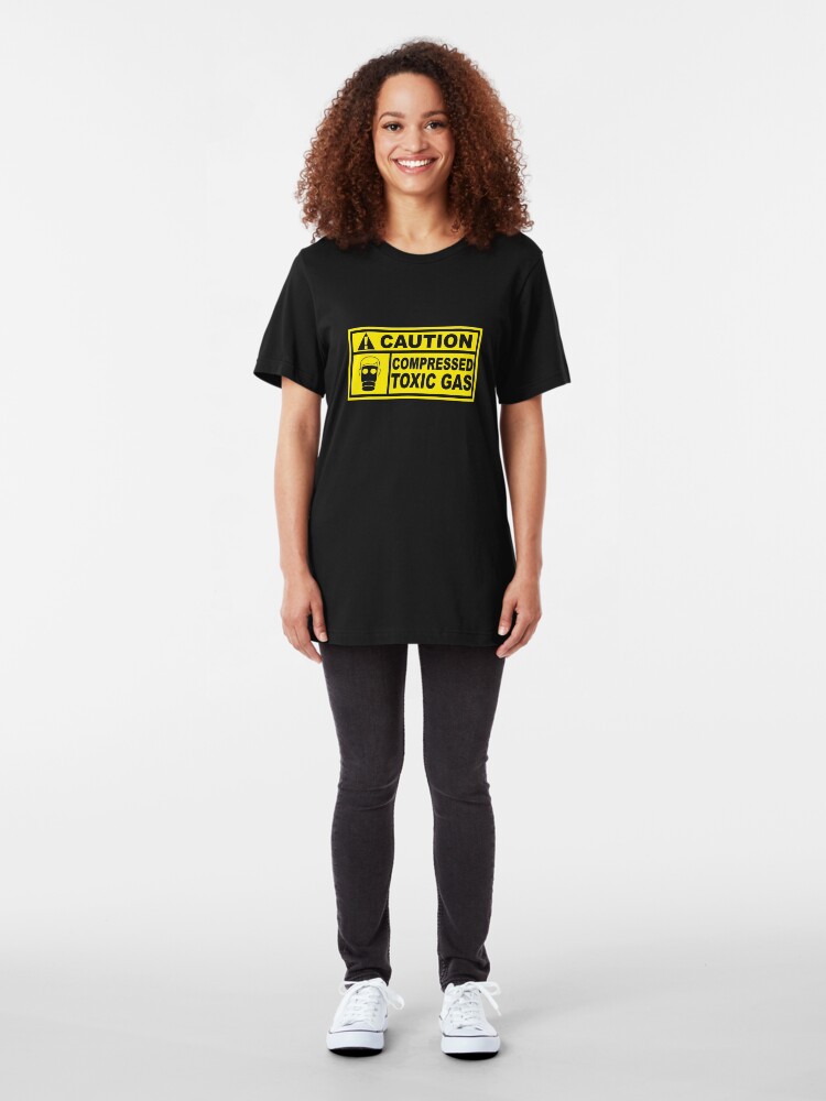 Alternate view of Caution - Compressed Toxic Gas Slim Fit T-Shirt