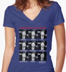The Expressions of Tucker Carlson Women's Fitted V-Neck T-Shirt