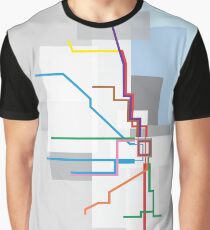Chicago Transit Map Lake Graphic T-Shirt