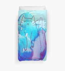 Ombre Purple Blue Watercolor Cat Duvet Cover