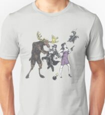 Moose and Squirrel Fight Crime Unisex T-Shirt