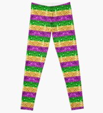 Mardi Gras Glitter Stripes Leggings