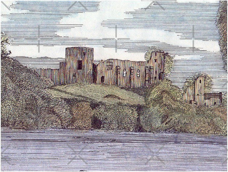 "041 BARNARD CASTLE, DURHAM WATERCOLOUR & INK 1985" by BLYTHART Redbubble