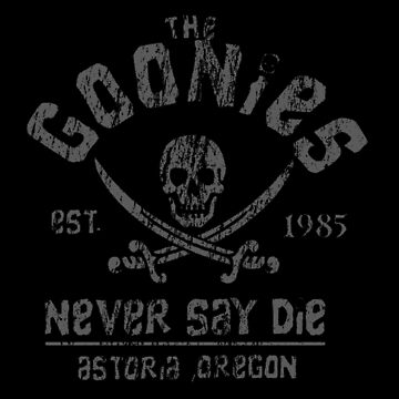 Artwork thumbnail, The Goonies - Never Say Die - Grey on Black by UnconArt
