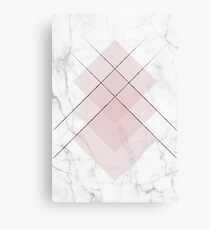 White Marble Scandinavian Geometric Blush Pink Squares Canvas Print