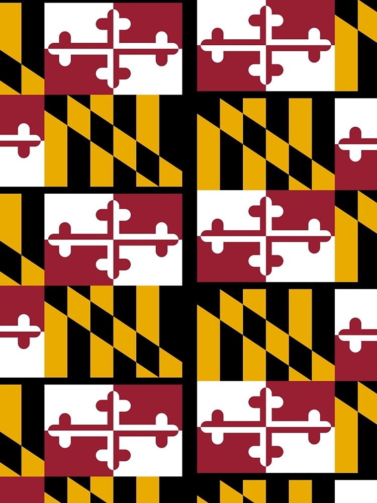 MARYLAND, America, Flag of Maryland, Maryland Flag, Pure & Simple, USA, on BLACK. by TOMSREDBUBBLE