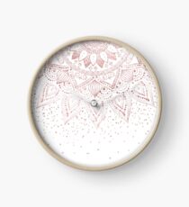 Élégant design confetti de mandala en or rose Horloge