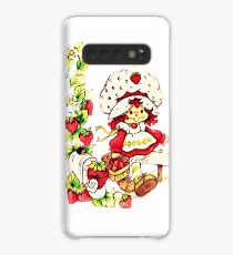 Erdbeerkuchen, Erdbeere klassische 80er Karikatur Hülle & Klebefolie für Samsung Galaxy