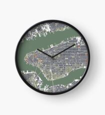 Reloj New York city map engraving