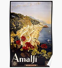 Amalfi Italia Vintage Travel Poster Poster