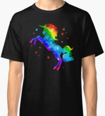 Rainbow Unicorn, stars, galaxy style, space Classic T-Shirt