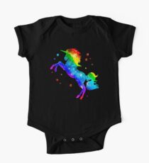 Regenbogen-Einhorn, Sterne, Galaxieart, Raum Kurzärmeliger Einteiler