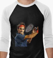 Roger Federer in action Men's Baseball ¾ T-Shirt
