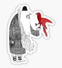 Darwin and red bird Sticker