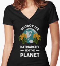 Zerstöre das Patriarchat nicht den Planeten Shirt mit V-Ausschnitt