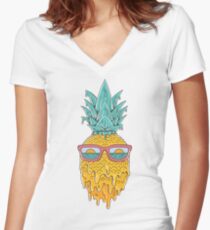 Camiseta entallada de cuello en V Verano de piña