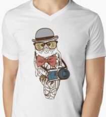 Hipster Photographer Owl Men's V-Neck T-Shirt
