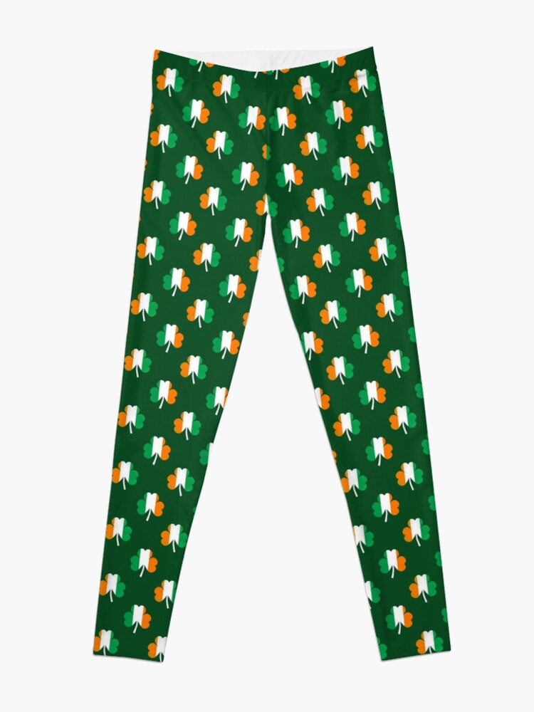 Alternate view of Irish Flag Green White Orange on Green St. Patricks Day Ireland Leggings