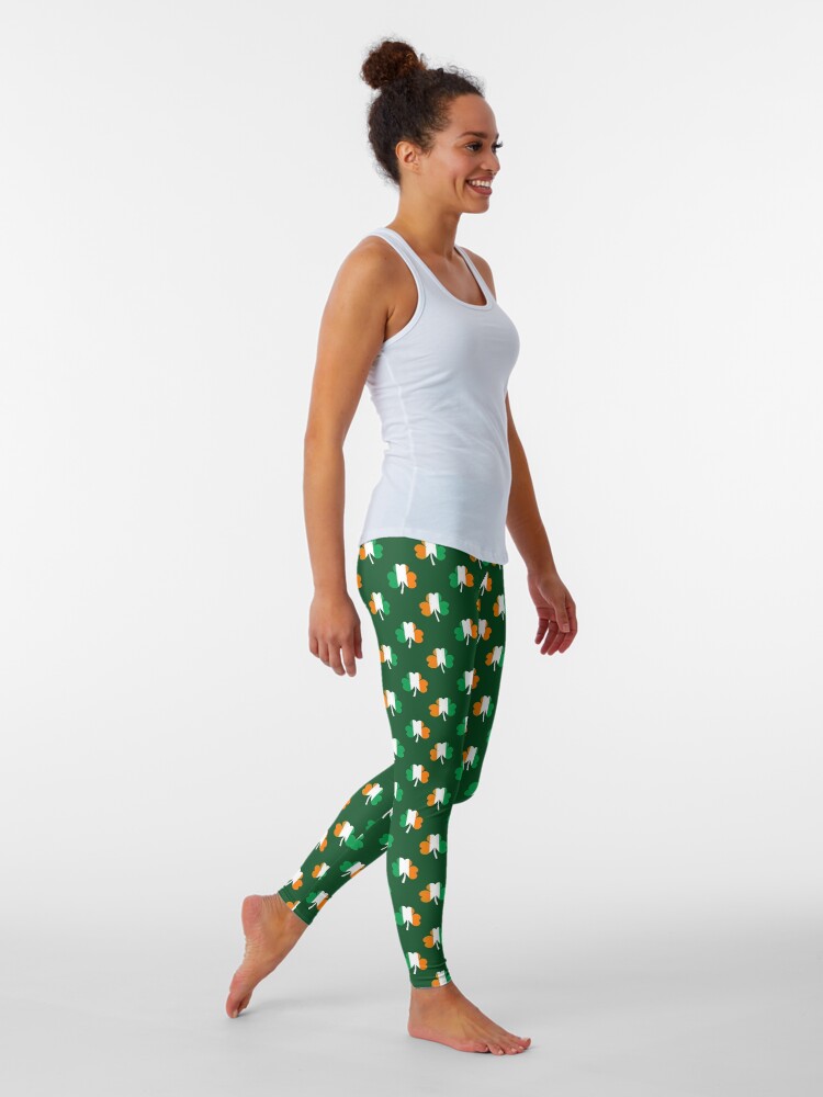 Alternate view of Irish Flag Green White Orange on Green St. Patricks Day Ireland Leggings