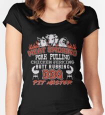 Meat Smoking Pork Pulling Chicken Jerking Butt Rubbing BBQ Pit Master Tee Women's Fitted Scoop T-Shirt