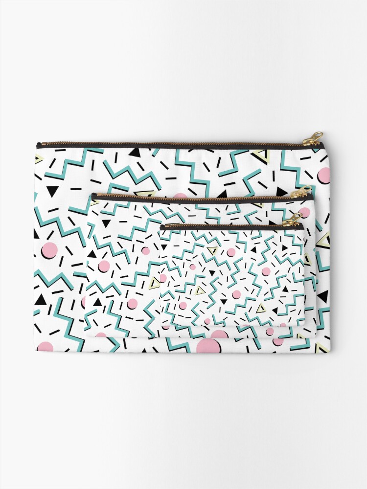 Alternate view of Back to the 80's eighties, funky memphis pattern design Zipper Pouch