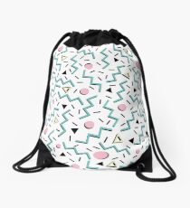 Back to the 80's eighties, funky memphis pattern design Drawstring Bag