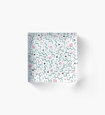 Back to the 80's eighties, funky memphis pattern design Acrylic Block