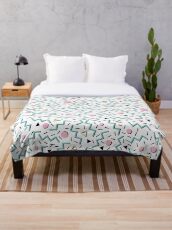 Back to the 80's eighties, funky memphis pattern design Throw Blanket
