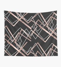 Rose Gold Black Linear Triangle Abstract Pattern Wall Tapestry