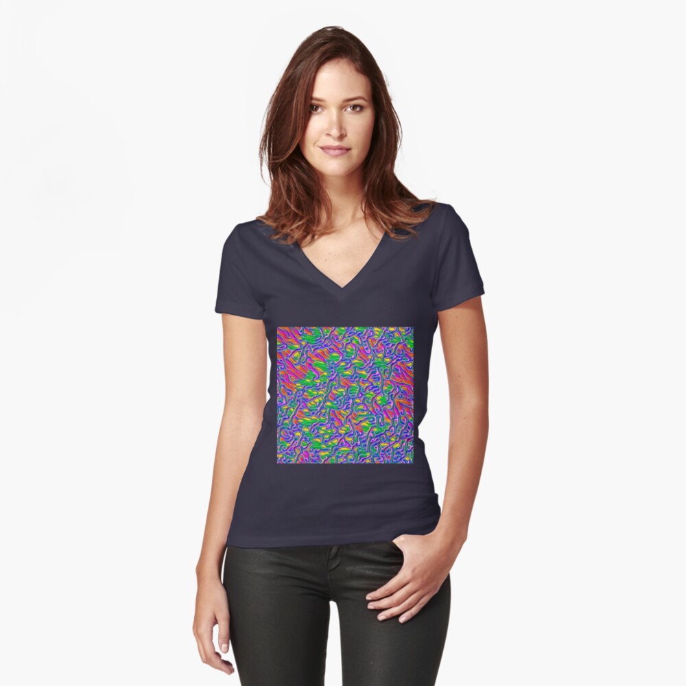 Abstract flowers Fitted V-Neck T-Shirt