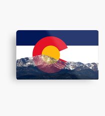 Pikes Peak Colorado Flag Metal Print