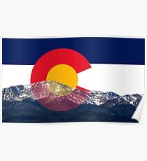 Pikes Peak Colorado Flag Poster