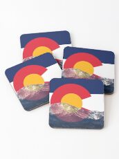 Pikes Peak Colorado Flag Coasters
